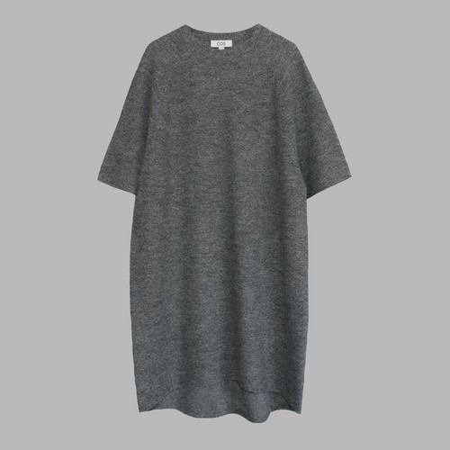 COS Grey Oversized-Fit Wool T-shirt Dress | XS | UK 6-12