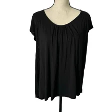 Carole Hochman Heavenly Soft Sleepwear Top Womens P1X Black Cap Sleeve Popover