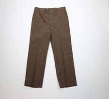 Vtg 70s Streetwear Mens 34x29 Wool Blend Flared Wide Leg Chino Pants Brown USA
