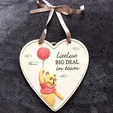 Disney Winnie The Pooh Plaque Nursery Sign Big Deal Baby Shower Gift Unisex New