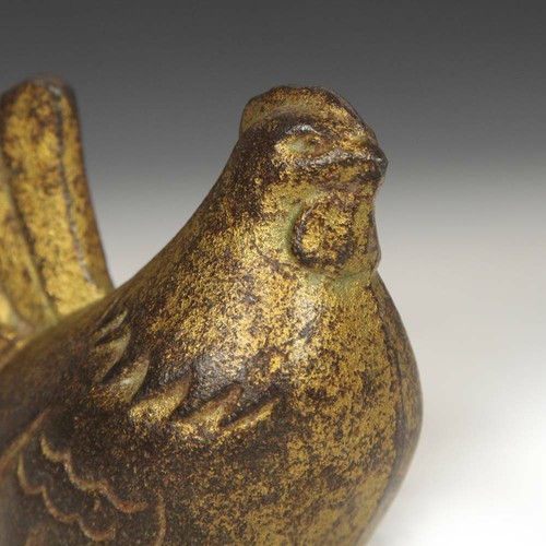 VINTAGE JAPANESE CAST IRON SCULPTURE HEN DECORATIVE FINE ART JAPAN 20TH C. - Picture 5 of 5