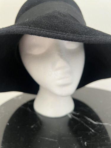 Helen Kaminski Australia Women's Black Velvety Felt Hat Grosgrain Ribbon & Bow - 第 5/6 張圖片