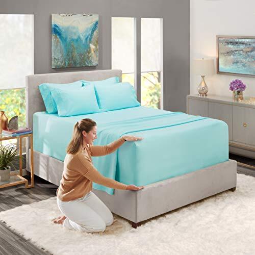 Lakenset - passend für 18-24 Zoll Matratzen - 6 Queen Aqua Blau Extra Tiefe Tasche - Bild 3 von 6