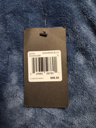 Converse Goose Down Puffer Jacket Youth Sz Large Blue White Full Zip Hooded NWT - Picture 5 of 12