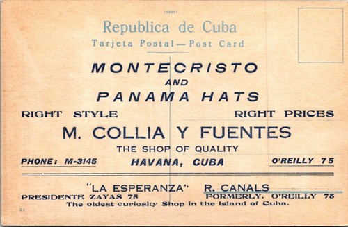 KUBA - HAVANA - HOTEL SEVILLA Y CENTRO ABHÄNGIGEN - WERBUNG ALTE POSTKARTE - Bild 2 von 2