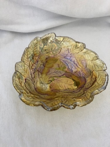 Vintage Indiana Marigold Carnival Glass Grape Leaf Dish 7" - 第 5/6 張圖片