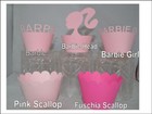 BARBIE PINK THEME SCALLOPED EDGE COLOURED CUPCAKE WRAPPERS DECORATIONS x12