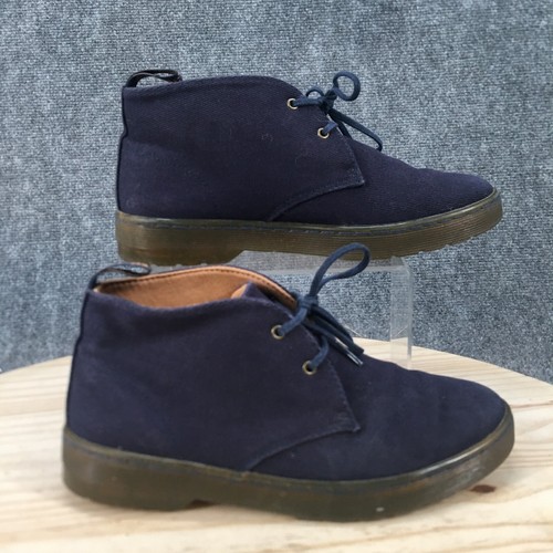 Dr. Martens Boots Womens 8 Daytona Chukka Booties Blue Canvas Lace Up Wedge