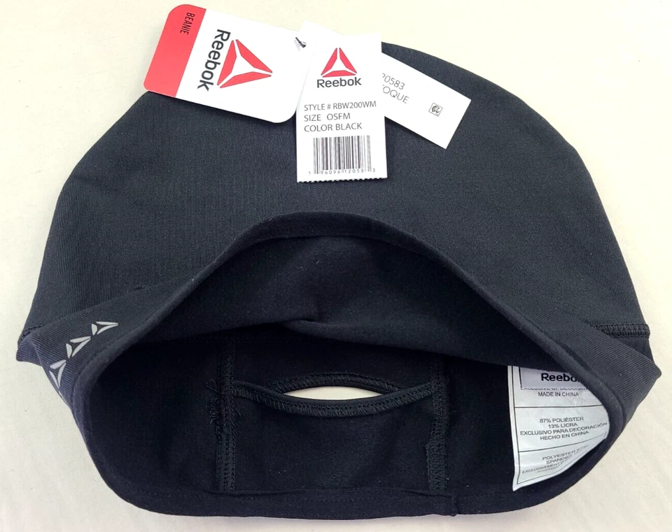 Gorro de running para mujer Reebok OS negro reflectante repelente al agua polar cepillado Foto 3 de 4