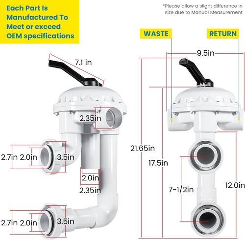 261050 HiFlow Multiport Valve 2'' For Pentair Triton & Quad D.E. and Sand Filter - Picture 7 of 9