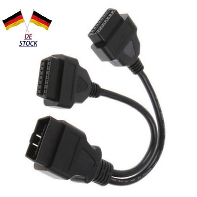 16 Pin OBD2 OBD II Splitter Adapter Cable Male to Dual Female Y Cable 30cm