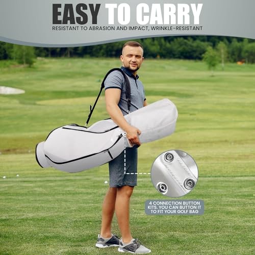 Golf Bag Rain Hood with Snap Button - Eco-Friendly, Universal Medium White - Picture 7 of 8