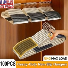 100 Pack Heavy Duty Plastic Hangers Non Slip Clothes Hangers Space Saving Hanger