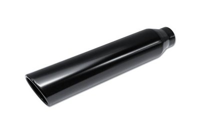 Black Powder Coat Exhaust Tip Rolled Angle - 2.25'' Inlet 3'' Outlet 16'' Long