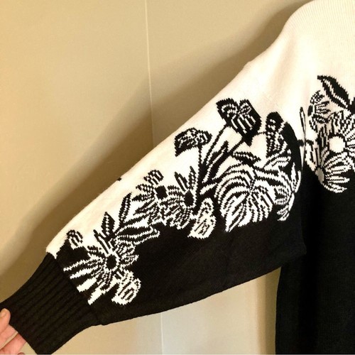 NEW FARM Rio Surreal Garden Knit Sweaterdress Floral Sweater Black White Size XL - Picture 10 of 14