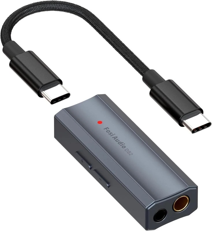 Fosi Audio DS2 USB C to AUX Headphone Amp DAC Dongle 3.5mm Jack Audio Adapter