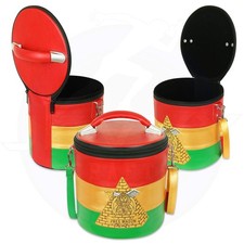 Embroidered Masonic Shriner Fez Case: Red, Yellow, Green Hat Storage with Jewel