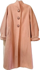 Vintage Betty Rose Pink Wool Bouclé Coat Lucite Wire Buttons Mid Century