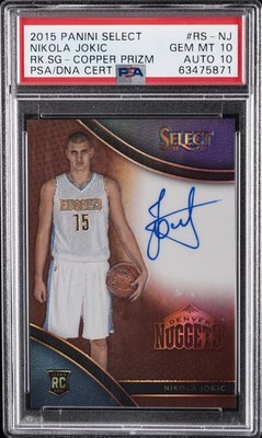 2015 PANINI SELECT ROOKIE SIGNATURES #RS-NJ NIKOLA JOKIC #/49 PSA 10 AUTO 10