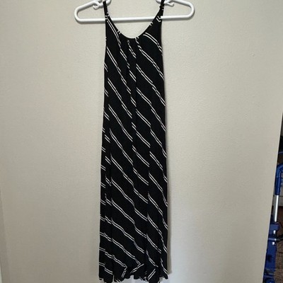 Vici Dress Womens M Black Striped Sleeveless Gathered drape