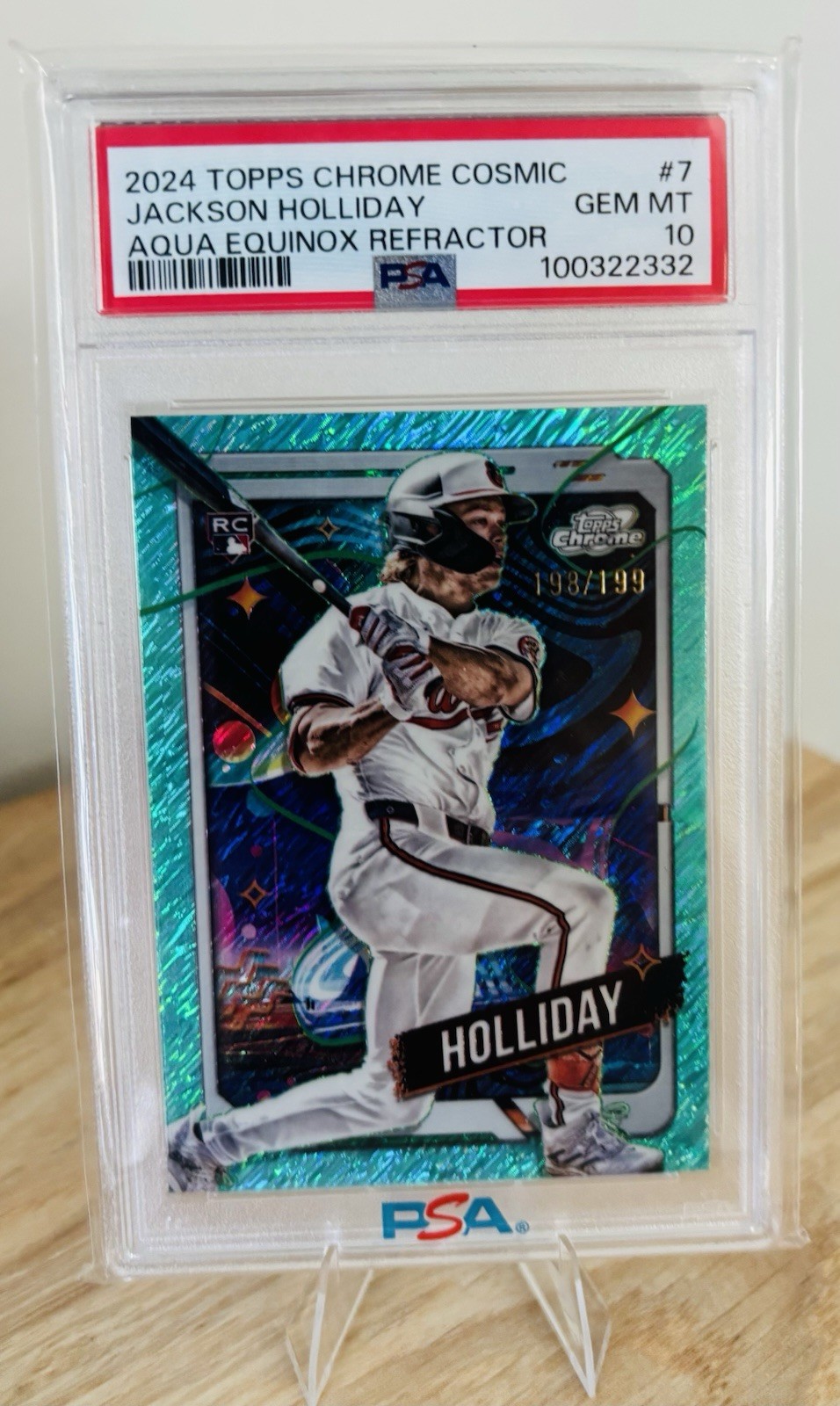 Jackson Holliday 2024 Topps Chrome Cosmic #7 Aqua Equinox Refractor /199 PSA 10