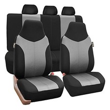 Full Set Cloth Car Seat Covers - Universal Fit, 1-Piece Full Set - GrayBlack
