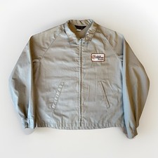 Vintage Swingster Jacket XL Khaki Full Zip 80s Made in USA Jolly Ranch Candy