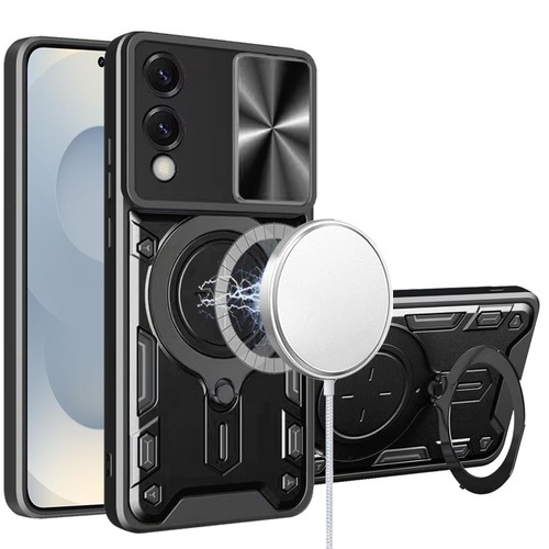 For Samsung S25 Edge Case Magnetic Ring Camera Lens Protection + Tempered Glass - 第 1/12 張圖片