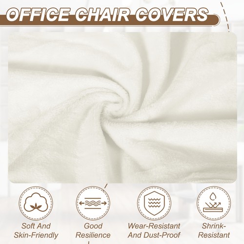 2Pcs Office Chair Armrest Covers Protectors with Zipper, White - Afbeelding 3 van 6