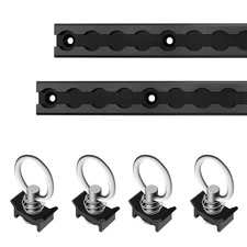 2Pcs 6" L-Track Rail Tie Down System Black 4 L-Track Single Stud O-Ring Fittings