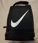 Nike Insulated Lunch Bag Dual Compartment Cooler Black Silver Swoosh Sports