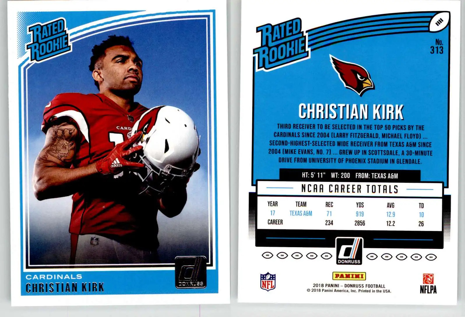 Christian Kirk 2018 Donruss #313 Texas A&M Cardinals Jaguars RC Rookie