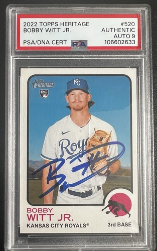 Bobby Witt Jr Topps Heritage 2022 Auto PSA DNA 9 Royals