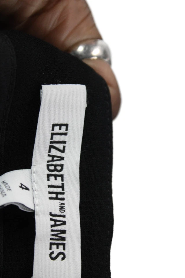 Pantalones cortos informales Elizabeth and James para mujer con cremallera y volantes negros talla 4 Foto 4 de 4