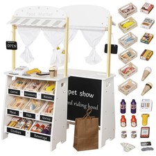 Kids Grocery Store Playset,Pretend Play Store Toy Wooden Supermarket Shoppi...