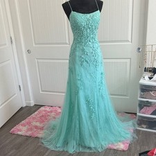 Chic Mint padded Green Floral Lace Prom Dress