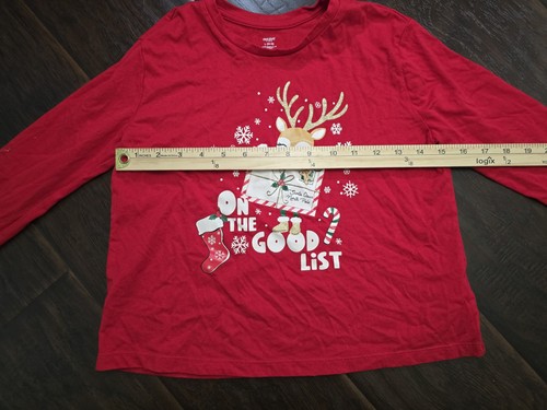 Christmas Girls Red Long Sleeve Holiday Time Reindeer Shirt Large - Picture 5 of 8