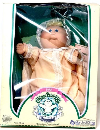 Vintage 1985 Cabbage Patch Kids Preemie Doll March of Dimes #3870 NIB Birth Cert