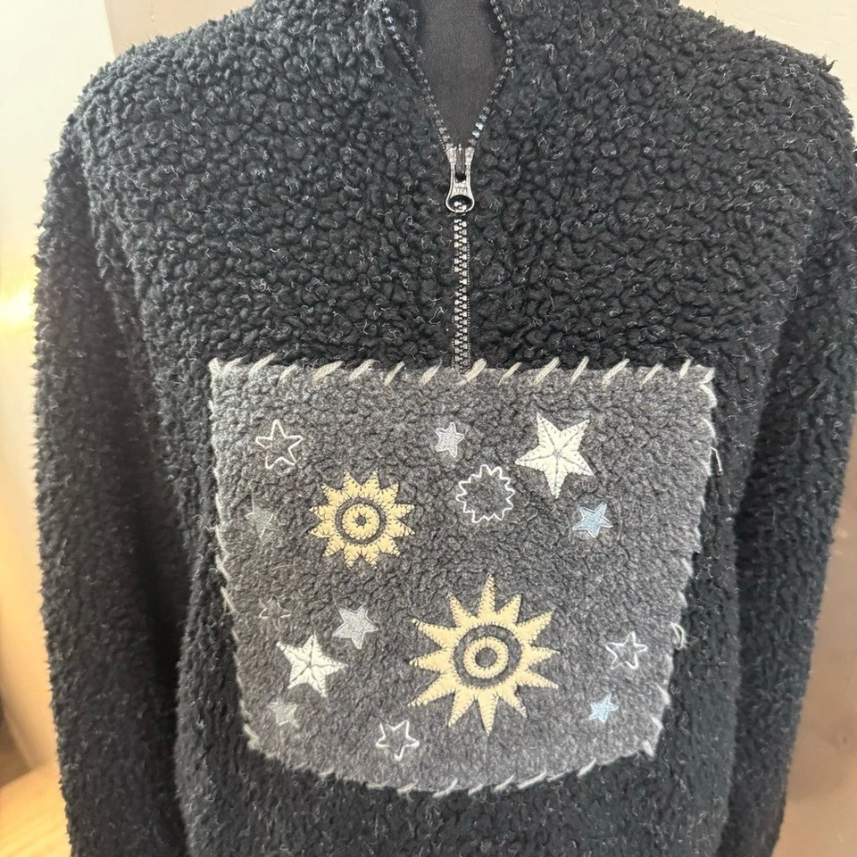 Woolrich Mujer Cuarto Cremallera Celestial Luna Estrellas Polar Sudadera Pullover S Foto 2 de 4