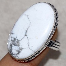 925 Silver Plated Howlite Ring US 9.5 Gift For Wife JW
