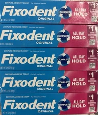 Fixodent Complete Original Denture Adhesive Cream, 2.4 oz,  5-Pack