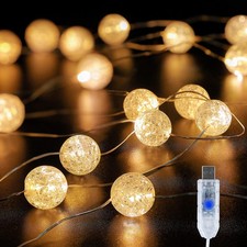 Globe String Lights,10FT 30 LED Decorative Christmas Lights,8 Modes Crystal