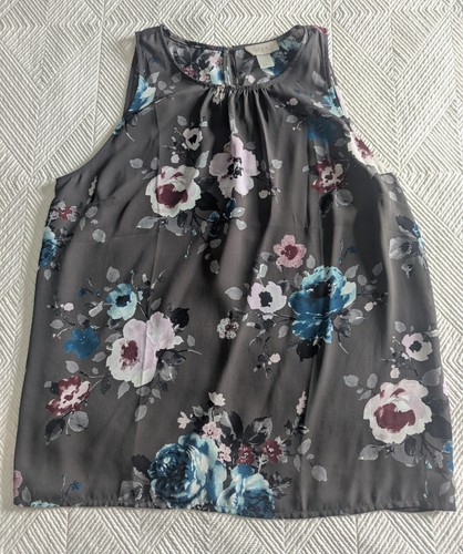 Camicetta Ann Taylor LOFT senza maniche floreale grigia grande - Foto 2 di 7