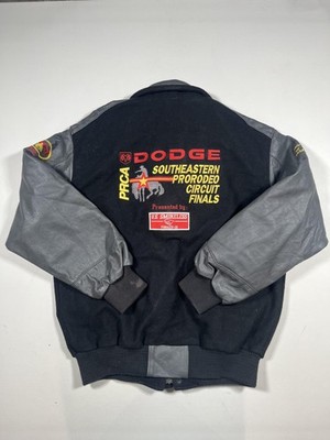 Dodge PRCA Jacket Mens Large Black Leather Varsity Rodeo Contestant 2007 USA