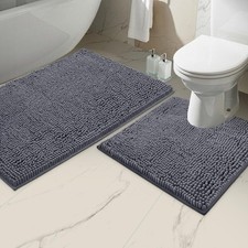 Bathroom Mats 2 Piece Set, Bathroom Rug Set, Soft Absorbent Chenille Bath Mat...
