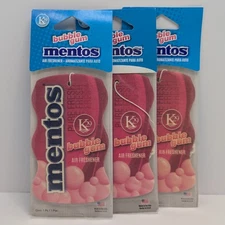 K29 Mentos Bubble Gum Air Freshener 3 Pack Pink Hanging Car Scent Home Fragrance