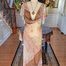 ASOS Design Flutter Sleeve Cowl Neck Maxi Dress Backless Vintage Floral Size 12