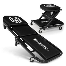 Foldable Z Creeper 2-in-1 Rolling Car Creeper Seat 36" Black
