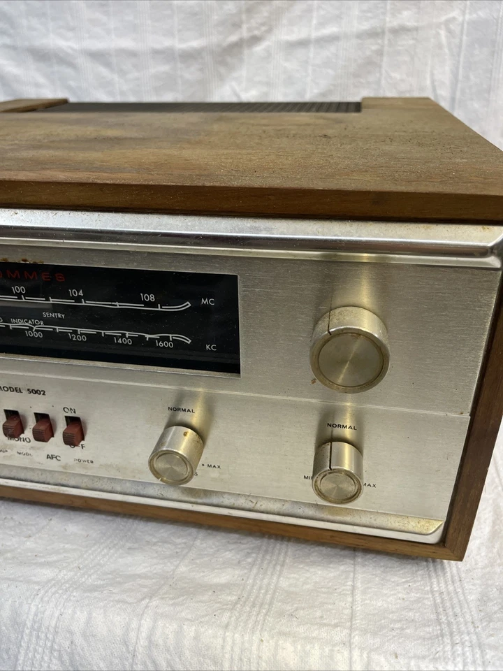 Amplificador integrado de tubo Grommes 5002 vintage cara plateada madera alta fidelidad audio raro Foto 4 de 4