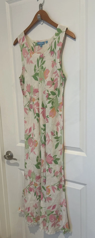 Maxi Vestido Vintage Algodón Conexión Estampado Floral Informal Salón Talla M Foto 3 de 4